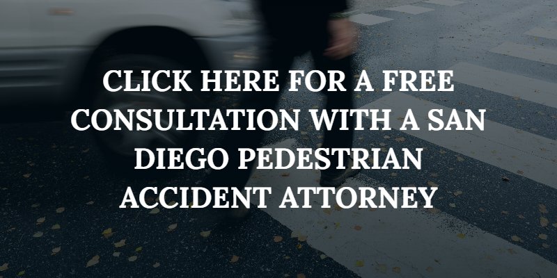 man on crosswalk and a car turning with caption: "Click here for a free consultation with a san diego pedestrian accident attorney"