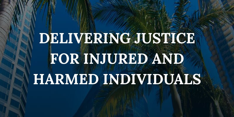 palm trees and Haffner & Morgan office with the caption: Delivering justice for injured and harmed individuals